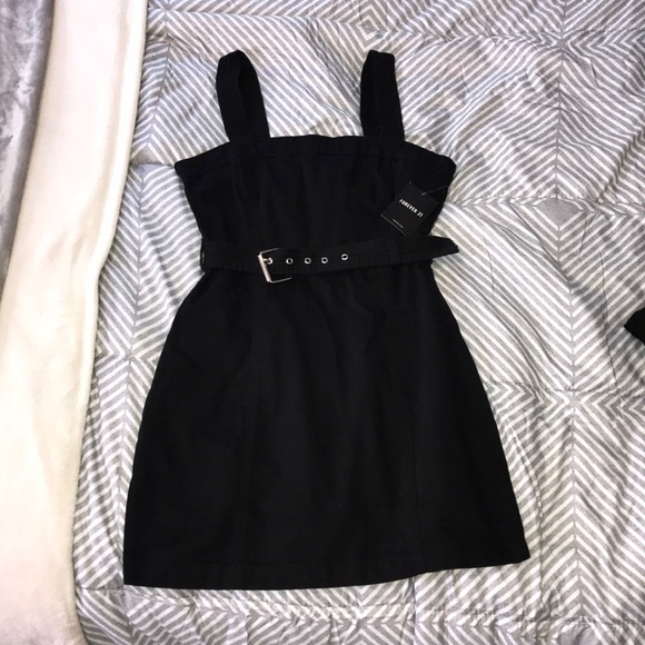 primark black denim dress Primark fitted thin strap black denim dress size 10